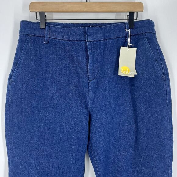 Boden Jeans Size 12 Womens The Wellington Dark Blue Trouser Straight Crop Denim - Picture 2 of 8